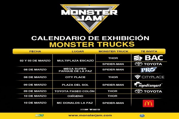 Vehículos de Monster Jam se exhibirán durante este fin de semana