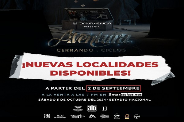 SE HABILITARÁN NUEVAS ENTRADAS PARA EL CONCIERTO DE AVENTURA EN COSTA RICA