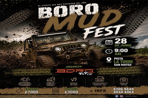 Boro Mud Fest promete adrenalina, barro y aventura 4×4 en San Mateo